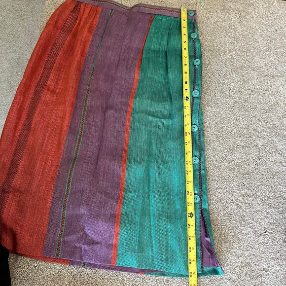 Vintage Colorblock Stripes Linen Skirt by Prophecy - Large - mid to long length - Picture 10 of 16